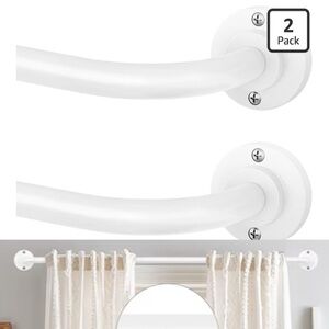 Blackout Curtain Rods For Windows 48To 90 Inch 2 Pack White Adjustable NWT